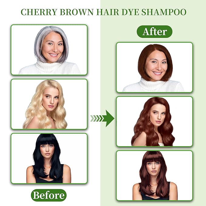 Hair Dye Shampoo 3 in 1 for Gray Hair Coverage, Herbal Ingredients Natural Shampoo Hair Dye for Women & Men/Ammonia-Free 520ml(reddish brown)