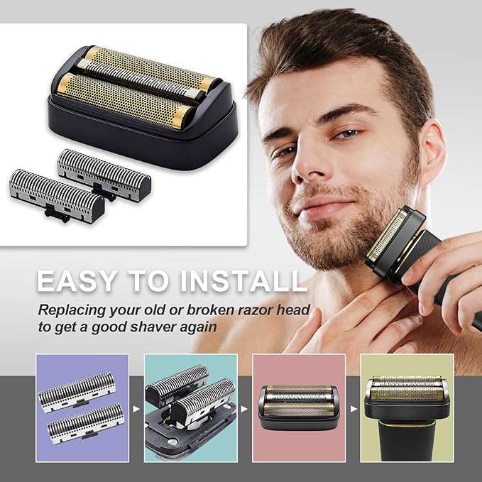 Replacement Foil & Inner Cutters Compatible with Andis 17300 reSURGE Electric Shaver, Black (2 Pack)