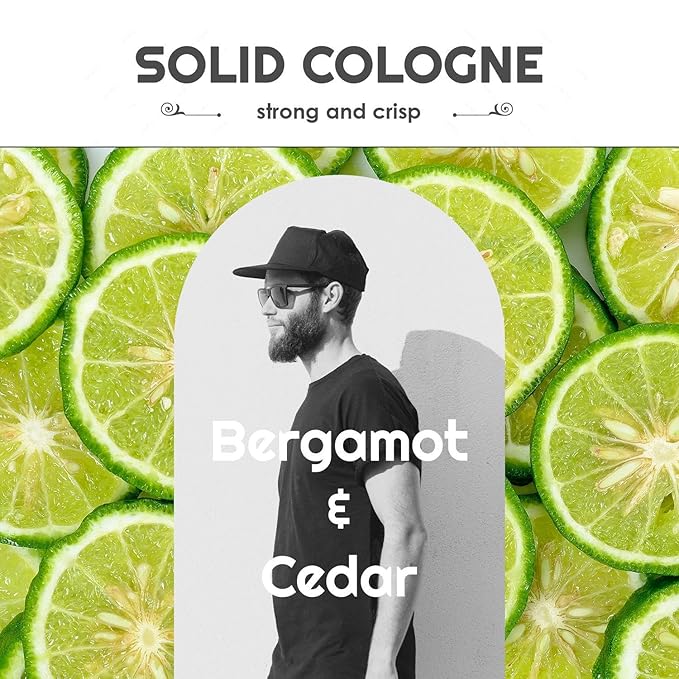 Bergamot and Cedar Solid Cologne, Men's Bergamot Solid Perfume Balm in Vintage Slide Tin (0.75 Ounce)
