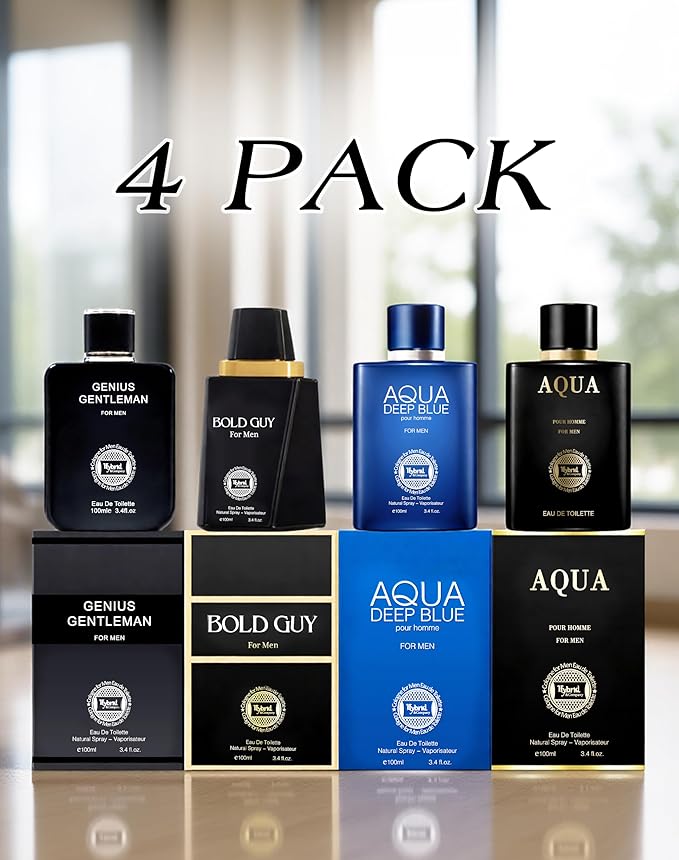 Hybrid & Company Men's Cologne Gift Set – 4 Pc Eau de Toilette Collection, Fresh Masculine Fragrance for Men