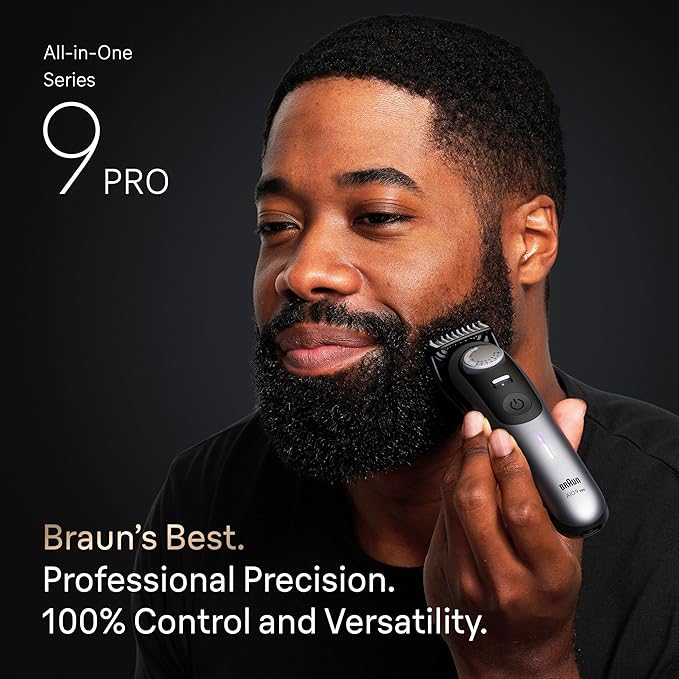 Braun All-in-One Men's Shaving Kit Series 9 AIO 9570, Beard, Face, Nose, Ear Trimmer, Hair Clippers, Body Groomer and Manscaping