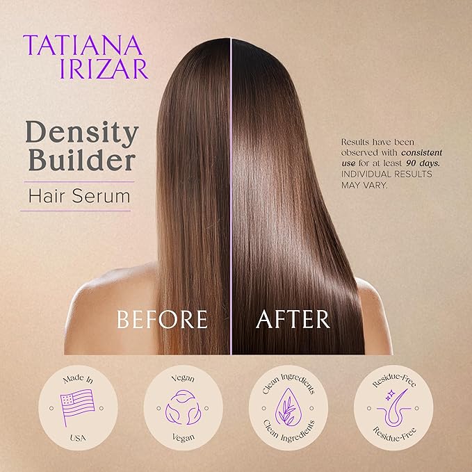 Hair Thickening Serum - Hair Density Serum Builder for Women Made in USA 30ml - Clinically Proven Scalp Treatment Non-Greasy - Biotin, Argan, Caffeine & Pea Peptides - Thinning, Fine or Damaged Growth