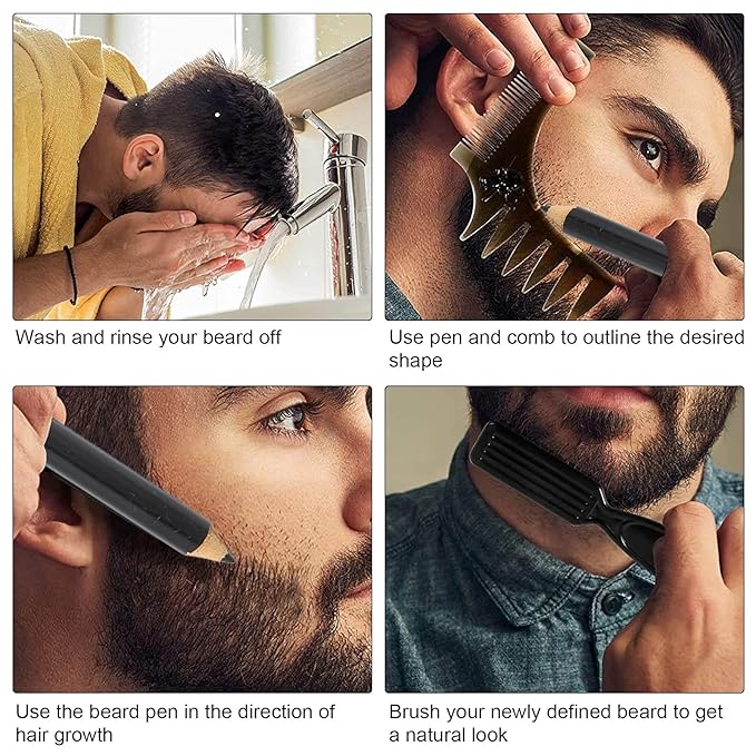 Professional Beard Shaping Tool with Built-in Sharpener - Hairline Razor Trace Pencil, Grooming Kit for Styling and Shaping