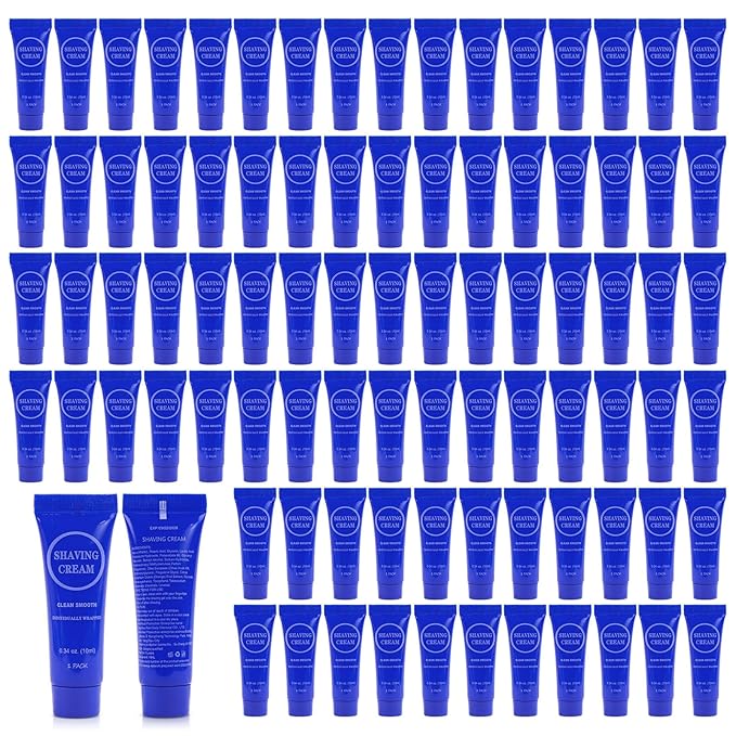 Disposable Shaving Cream for Men, Small Bottle Individually Wrapped Mini Shave Cream in Bulk, Travel Size Toiletries Amenities Vacation for Hotel, Shelter/Homeless/Nursing/Charity 0.34oz (Pack of 100)