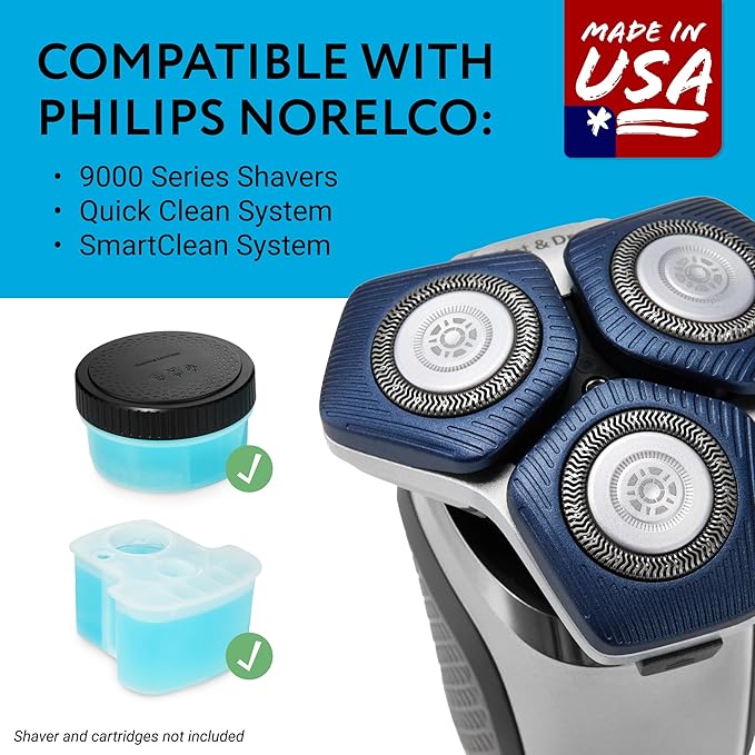 IMPRESA Electric Razor Cleaning Solution - Pre-Mixed Razor & Shaver Cleaning Solution - Compatible with Philips Norelco Quick Clean Pod Cartridge & SmartClean - Beard Trimmer Cleaner - 34.2 Fl Oz