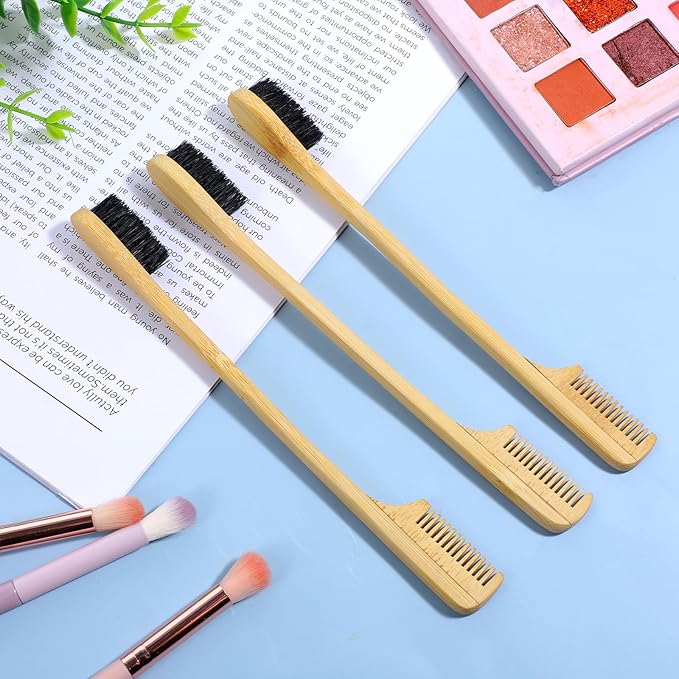 Edge Control Brush, 3 PCS Edge Brush Sturdy Mustache Brush for Men 2-in-1 Edge Hair Brush Comb Styling Gentle Care Tools Compact Curling Accessories for Curly Hair