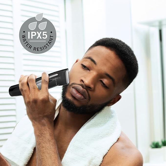 Perry Ellis 16-Piece Men’s Grooming Kit with Rechargeable Beard Trimmer & Electric Razor, Nose & Ear Hair Trimmer, Foil Shaver Head, LED Display, Charging Dock