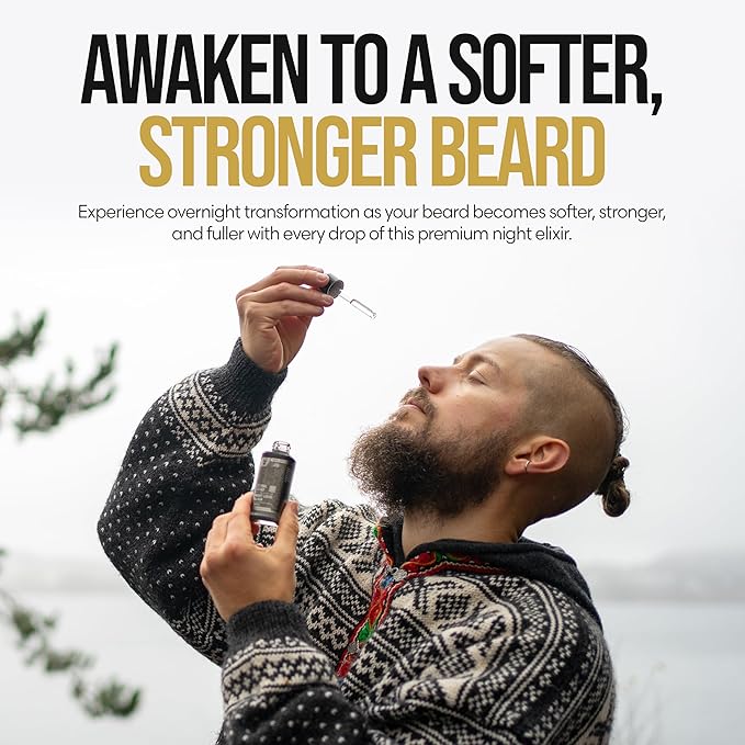 The Beard Struggle Night Liquid Elixir Beard Oil - Platinum Collection - Aesir's Triumph (1.35 Fl oz) - Beard Oil for Men - Natural Blend for Softens, Moisturizing, & Healthier Beard Growth