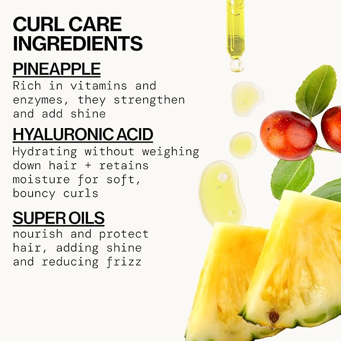 Pacifica Beauty, Pineapple Curls Defining Natural Conditioner, For Curly, Coily and Textured Hair Types, Pineapple Scent, Sulfate Free and Silicone Free, 100% Vegan and Cruelty Free