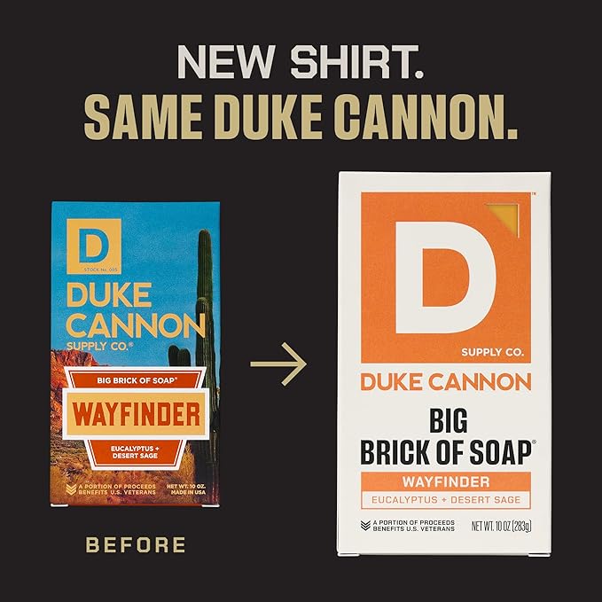 Duke Cannon Supply Co. Extra Large Bar Soap - Men's Natural Soap with Masculine Scents - Made in the USA with Domestic & Globally Sourced Materials - All Skin Types - Big Brick - Wayfinder,10 oz