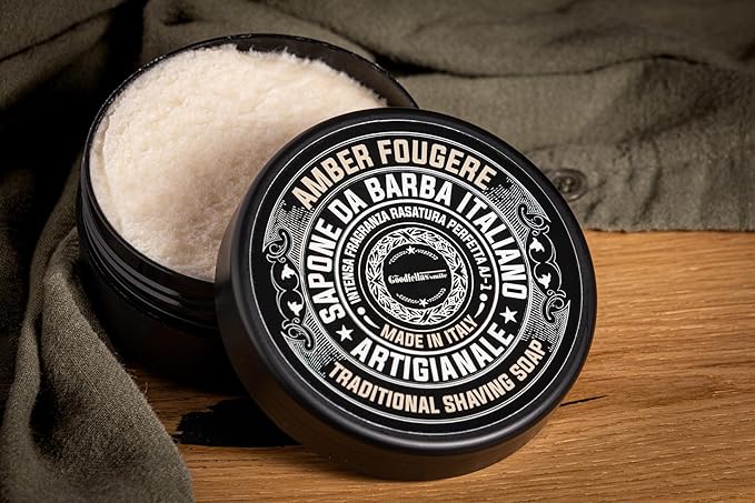 The Goodfellas smile, Amber Fougere (Lavender & Sandalwood) Shave Soap and Afltershave Splash Bundle, Made in Italy