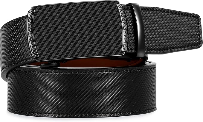 Zitahli Belt Men, Ratchet Belt Dress with 1 3/8" Premium Leather,Slide Belt with Easier Adjustable Automatic Buckle