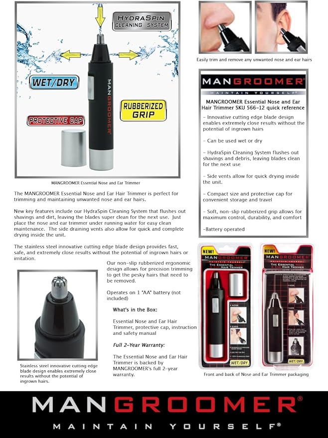 MANGROOMER PRO Essential Nose and Ear Hair Trimmer