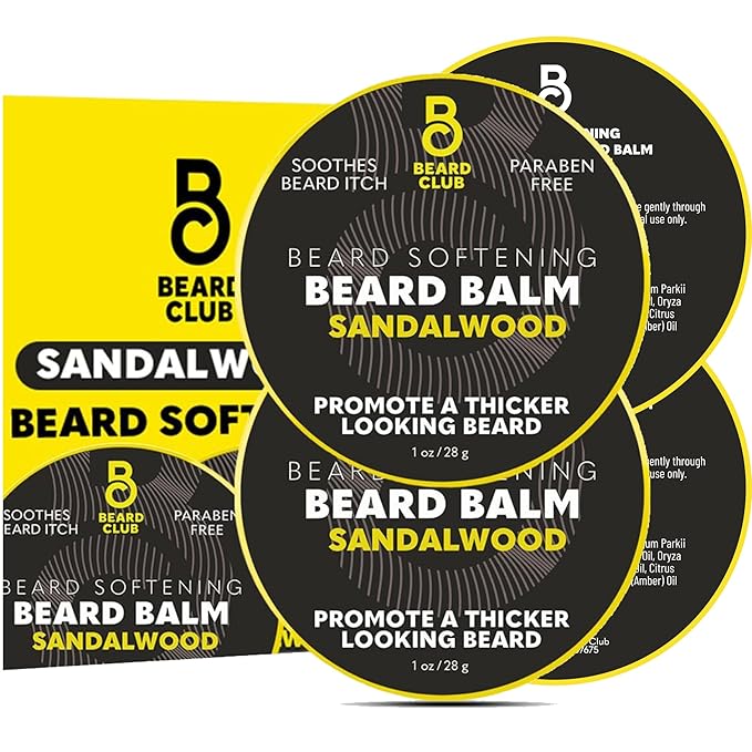 The Beard Club Sandalwood Beard Butter - Men's Leave-In Conditioning Balm, Softener and Moisturizer for Styling and Care - 2oz