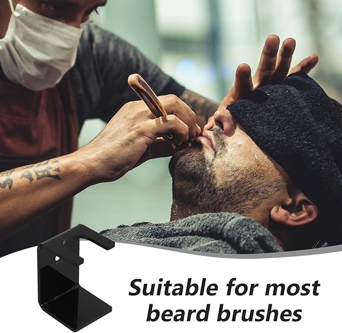 LIFKOME Shaving Brush Display Stand and Razor Holder Organizer, Black Desktop Beard Brush Stand for Men’s Shaving Accessories, Bathroom Razor Storage with Compact Design for Home Use