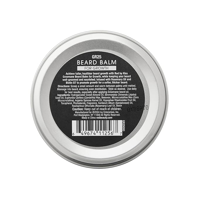 Red by Kiss Groomane Beard Balm Sandalwood, 3oz, Soften & Tame, Light Hold, Promotes Full, Healthy Look Beard Strengthen Facial Hair, Reduce Breakage