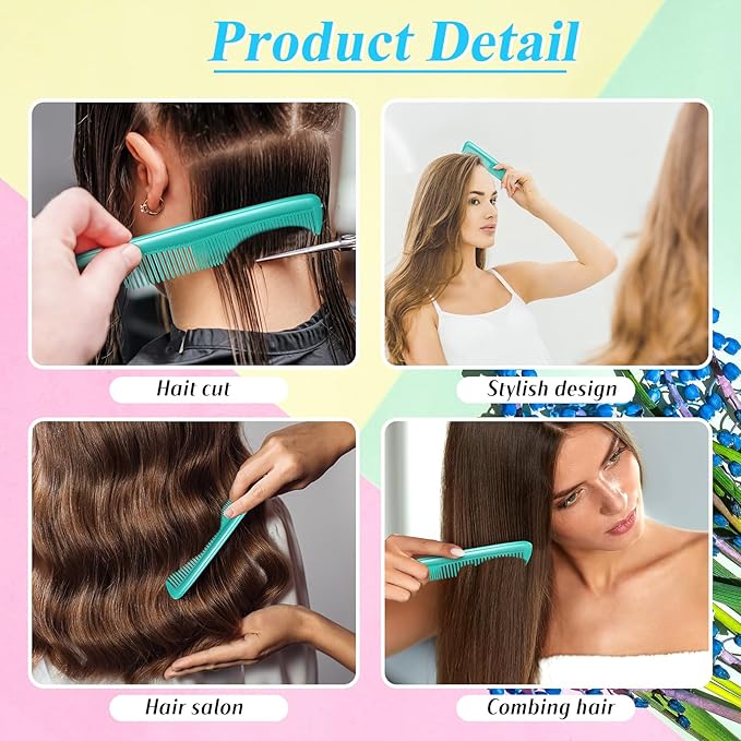 50 Pcs Pocket Combs for Men 5 Inch Cutting with Wide and Fine Teeth Plastic Professional Barber Haircut Small Anti Static Combs for Women Grooming Accessories for Beard(Green)