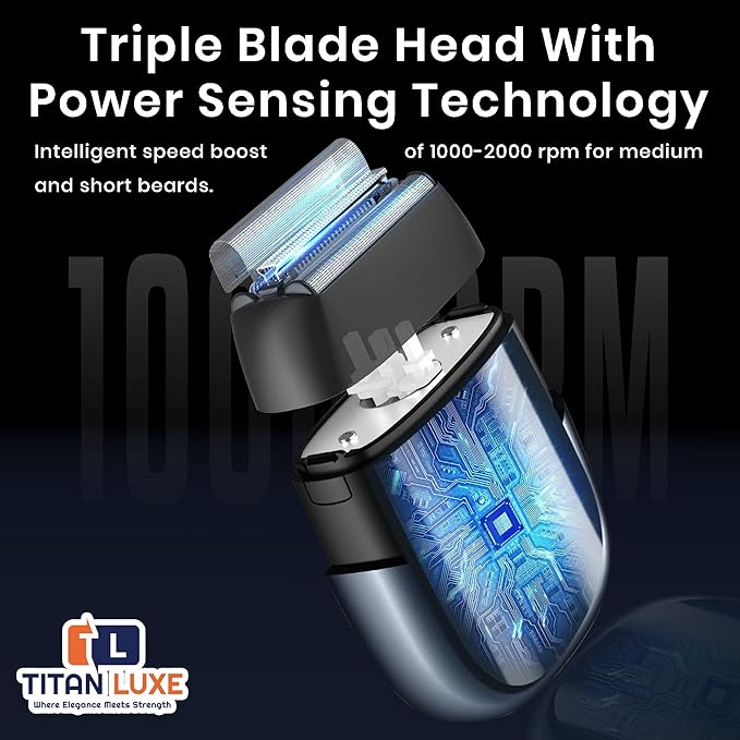Electric Foil Shavers for Men, Mini Electric Foil Razor for Close Shaving Face with High Speed 3 Floating Blade Heads, Rechargeable IPX7 Waterproof Wet Dry Travel Locked Shaver/Led Display