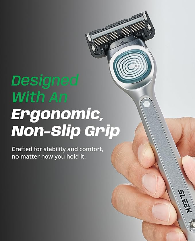 DORCO SLEEK 6 Blade Razor for Men with 6 Cartridges | Men's Cartridge Razors with Razor Handle and Smooth Shaving Blades | Men’s Razors with Multi-Flex Technology