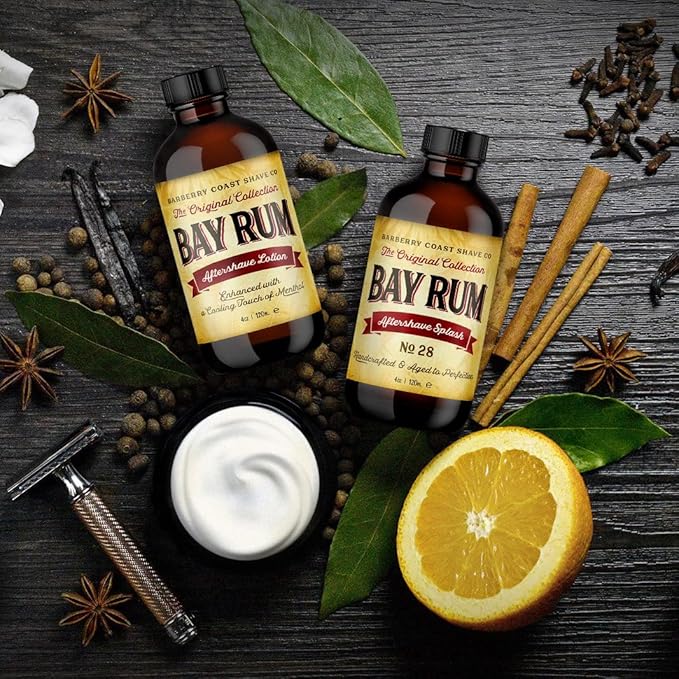 Bay Rum Aftershave Splash for Men - Crafted with Authentic Bay Oils from Dominica Republic in the Virgin Islands - Natural and Pure Ingredients - 4oz. - from Barberry Coast Shave Co.