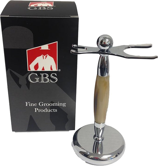 G.B.S Chrome Horn Accent Dual Stand for Shaving Brush and Razor, Stand to Shaving Brush and Razor, Opening for Brush and Razor