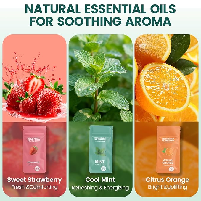 Chewable Silicone Aroma Sticks with Essential Oils for Stress Relief & Fresh Breath, Improving Pen Biting & Smoking Habits.(Pink)