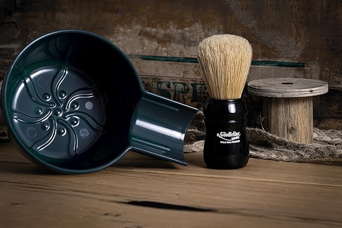 The Goodfellas' smile, Shave & Lather Bowl – Durable Impact‑Resistan Resin, Built‑In Brush Rest, 4.9″ Diameter – Perfect for Traditional Wet Shaving (Blue)