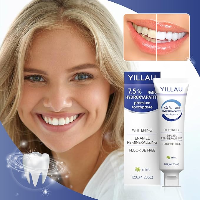 Hydroxyapatite Toothpaste, Nano Hydroxy 7.5%, Fluoride Free, for Sensitive Teeth Enamel Protection, Dent Whitening, Remineralizing, Nano Hydroxyapatite Toothpaste, Dent Protection, Fresh Breath