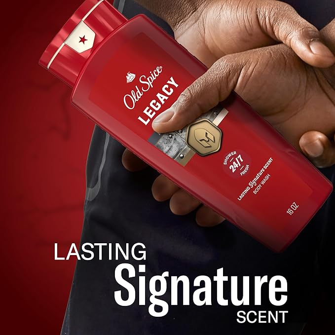Old Spice Body Wash for Men, 24/7 Shower Fresh & Clean with Daily Use, Lasting Signature Scent, Refreshing Lather, Moisturizing Formula, Legacy with Coconut, Pine & Cedar Scent, 16 oz