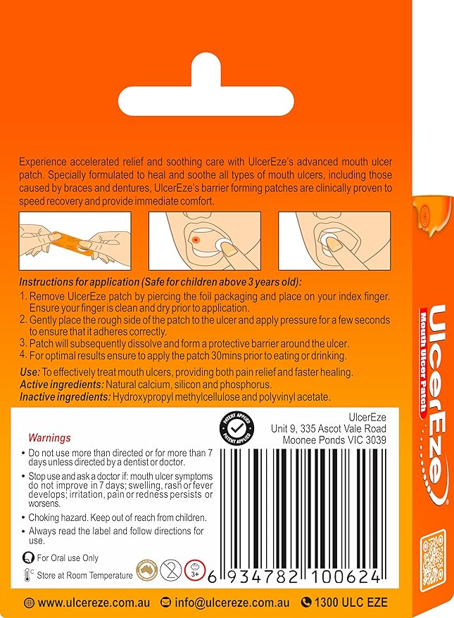 Mouth Ulcer Patch - 6 Patches for Fast Relief | Oral Pain Treatment | Natural Mouth Ulcer Treatment| Safe for Pregnant Women & Children Over 3 Years