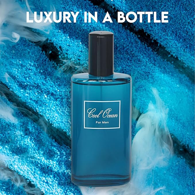 Cool Ocean Cologne for Men/Eau de Parfum Natural Spray 3.4 Fl Oz Perfume for Men Suitable for All Skin Type Fragrance Daily Used