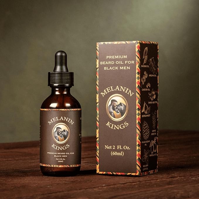 Melanin Kings Beard Oil for Black Men - Specialized formula for Black Men - With ancient African Ingredients - 100% Natural Ingredients - 2fl. Oz. - Kenyan Sandalwood Scent