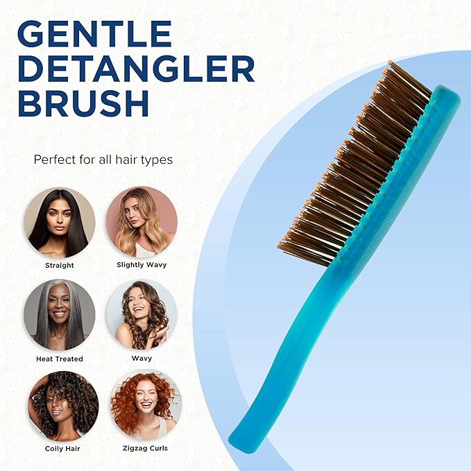 Giorgio GION2B Neon Blue 6.25 inch Gentle Touch Detangler Hair Brush for Men Women and Kids. Soft Bristles for Sensitive Scalp. Wet & Dry for all Hair Types. Scalp Massager Brush Stimulate Hair Growth