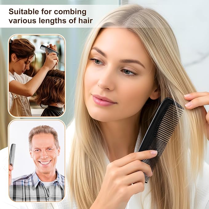 300 Pack Bulk Combs - 5 Inch Thickened Black Plastic Combs, Fine and Wide Tooth Small Hair Comb for Homeless, Women, Men, Travel, Hotel, Nursing Home, Charity