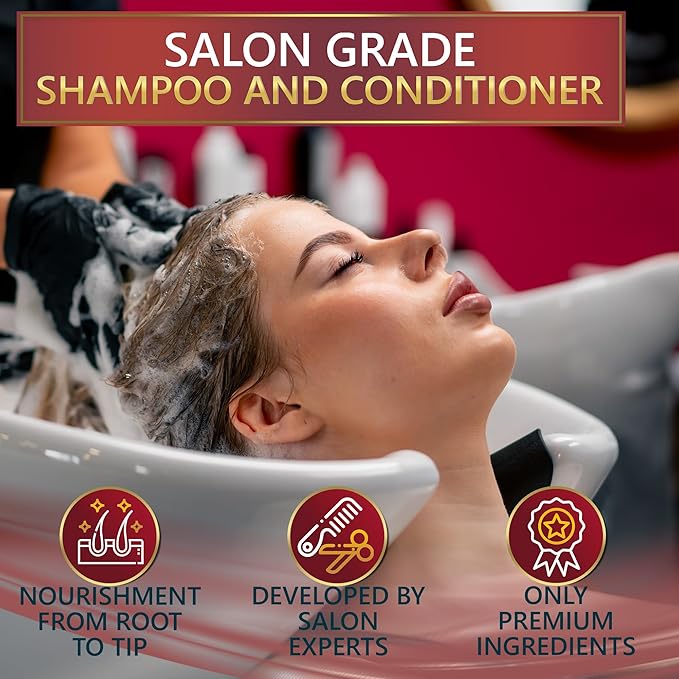 Keratin Shampoo and Conditioner Set – Sulfate Free, All Hair Types – Women and Men – 16.9 Fl Oz (Pack of 2)