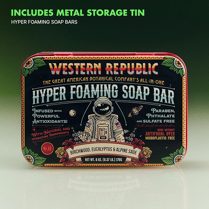 Hyper Foaming Soap Bar | Birchwood, Eucalyptus & Alpine Sage and Tropic Rum & Nautical Sea Salt | Hydrating & Anti-Aging Ingredients | (2 Pack) | Made in USA