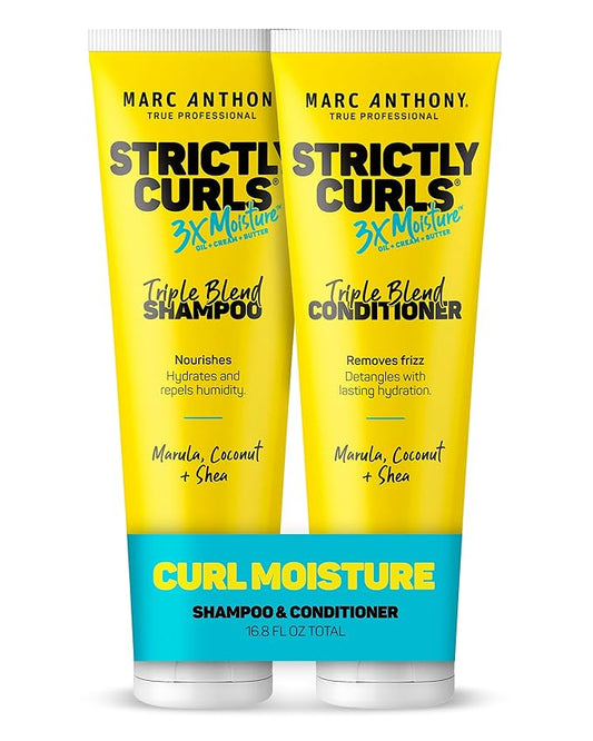 Marc Anthony Shampoo & Conditioner Set for Curly Hair, Strictly Curls - Deep Moisturizing & Hydrating Shampoo & Conditioner for Curl Definition, Added Shine - Hair Products Reduces Frizz