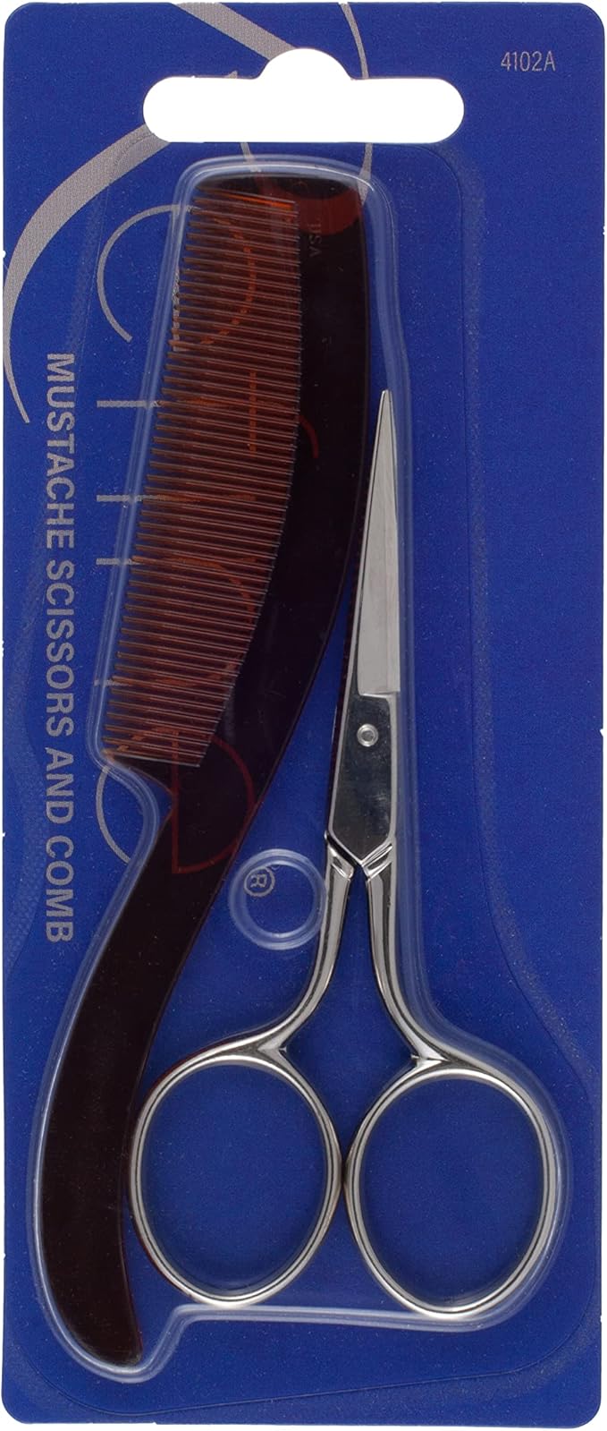 Italy Mustache Scissors and USA Comb Set (Pack of 2)