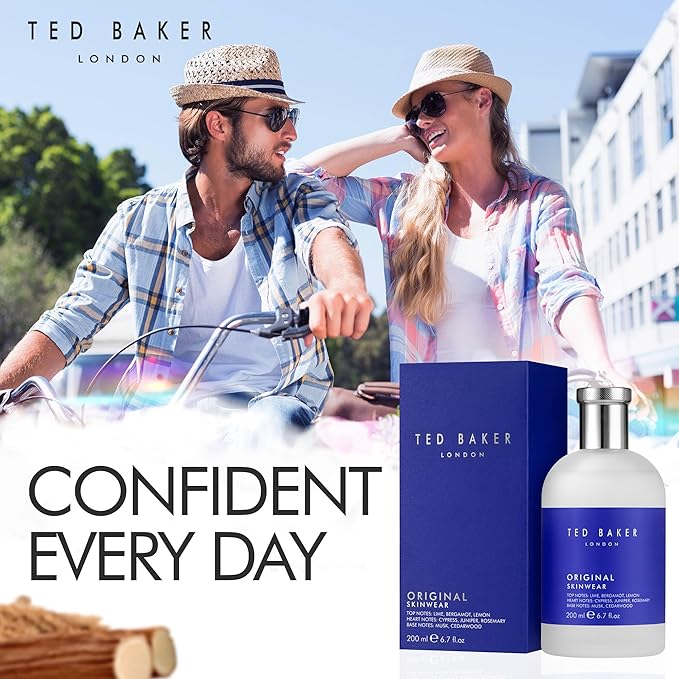 Ted Baker Original Skinwear Eau de Toilette for Men Woody Aromatic Fragrance with Lime, Bergamot, Sandalwood & Amber, Citrus, Refreshing, Mens Cologne Spray For Him 6.7 fl oz