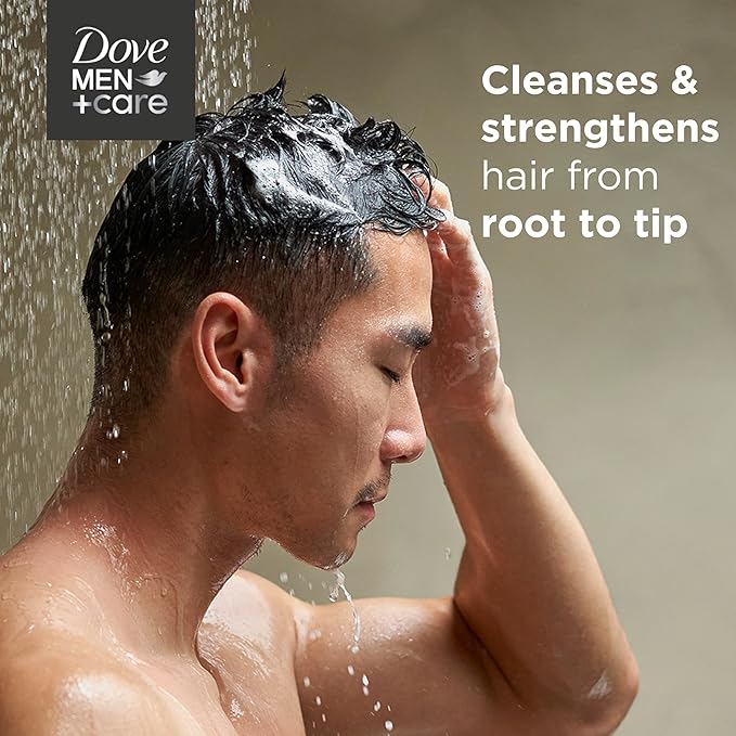 DOVE MEN + CARE Fortifying 2 in 1 Shampoo and Conditioner for Resilient and Thicker Hair Thick and Strong with Caffeine Helps Strengthen Thinning Hair 12 oz, Pack of 6