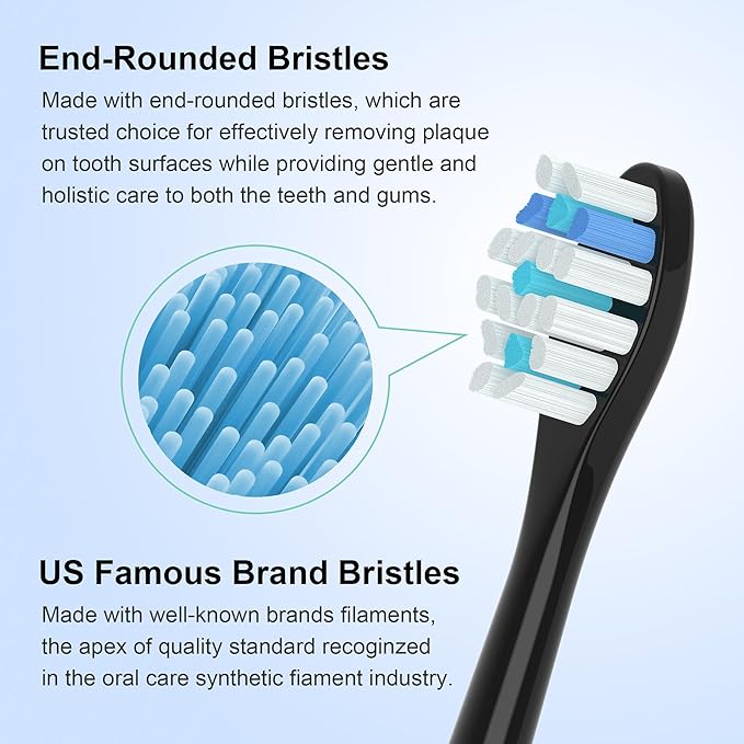 Replacement Toothbrush Heads 10 Pack Compatible with AquaSonic Black Series Vibe Series Black Series pro, and Duo Series pro Electric Toothbrush,Balck