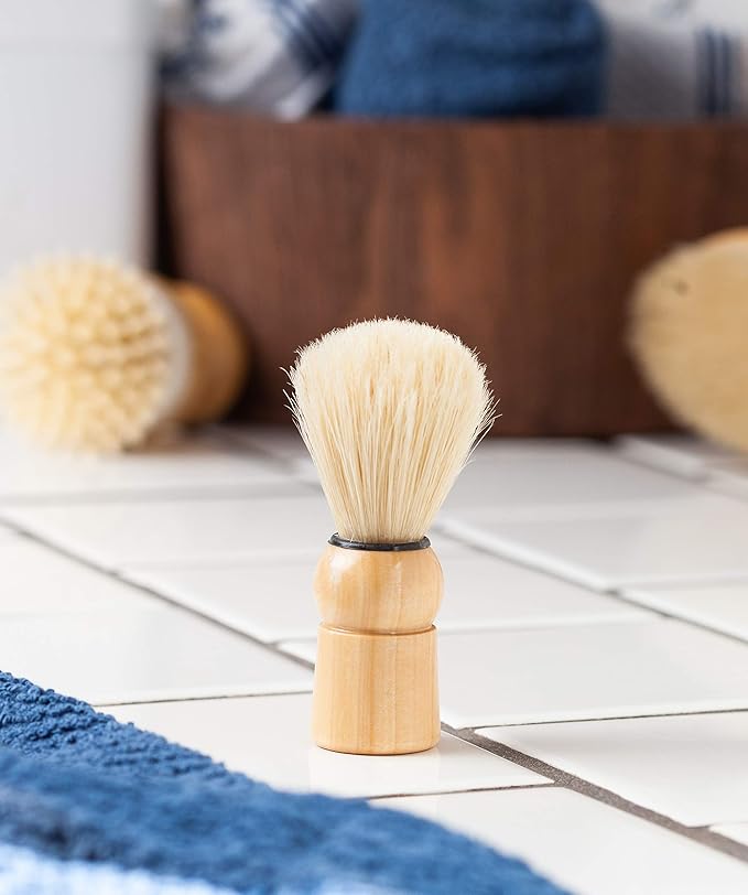 JUVITUS Shaving Brush - Boar Bristles & Wooden Handle - 6 Pack