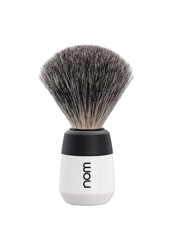 Nom Max Pure Badger Shaving Brush, White