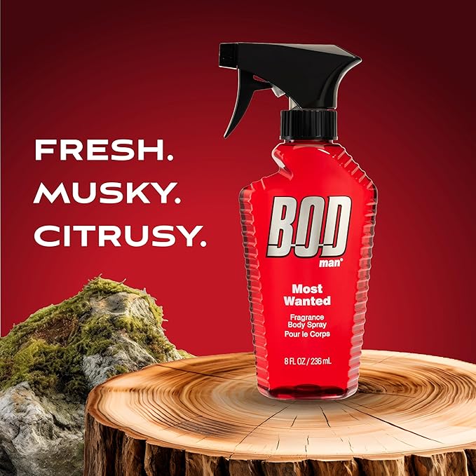 BOD man Fragrance Body Spray, Most Wanted | 8 fl oz | Pack of 2