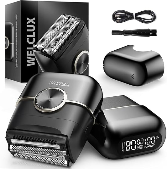 Rechargeable Electric Razor for Men: Mini Foil Shavers for Men with 4 Floating Blades - Dual-Speed & LED Display, 120Min Runtime, IPX7 Waterproof Face Shaver, USB-C
