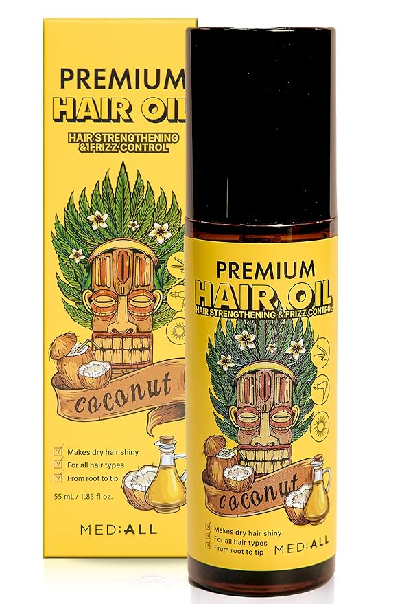 MED:-ALL MEDIALL Premium Hair Oil for Frizzy & Damaged Hair |Hair Regrowth Tonic | Hydrating & Moisturizing Hair Growth Serum w/Coconut, Argan, Avocado, Camellia Seed & Olive Oils (1.85 fl oz)