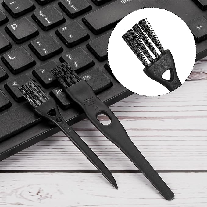 MECCANIXITY Shaver Brush Cleaning Tools with Black Handle Black Nylon Bristles 2 Sizes for Keyboard, Window Track, Vent Outlet, Home, Office, 8 Pack