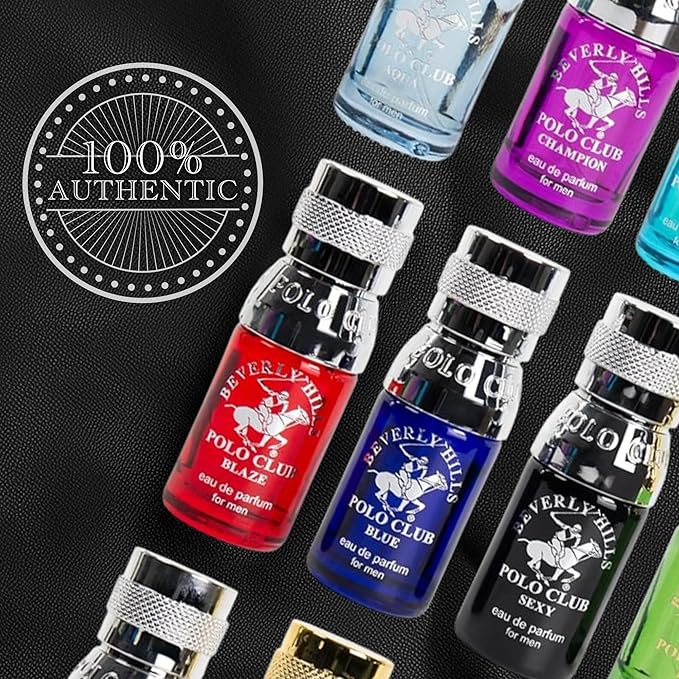 Beverly Hills Polo Club Discovery Collection 8PC Men's Cologne Gift Set - 8 Unique 0.34oz Travel Fragrances - Versatile Scents in Sleek Slider Box for Gifting & Travel