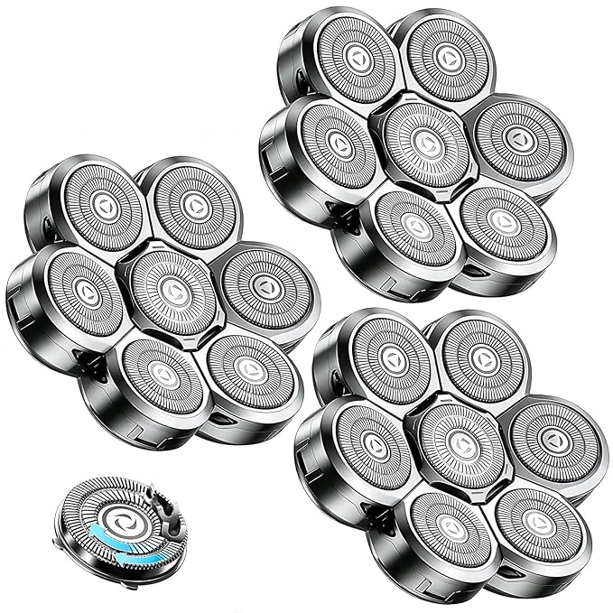 7 Head Shaver Replacement Heads for Freebird Bald Men, Head Shavers for Men,Shaver Replacement Blades for Rotary Shavers (Silver/3count)