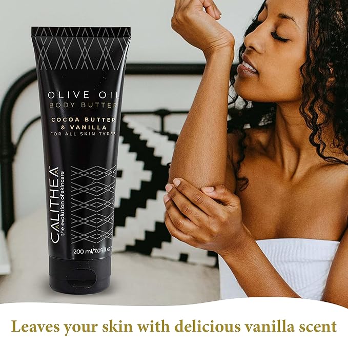 Calithea Body Butter with Cocoa Butter, Vanilla, and Olive Oil Deeply Hydrating and Nourishing